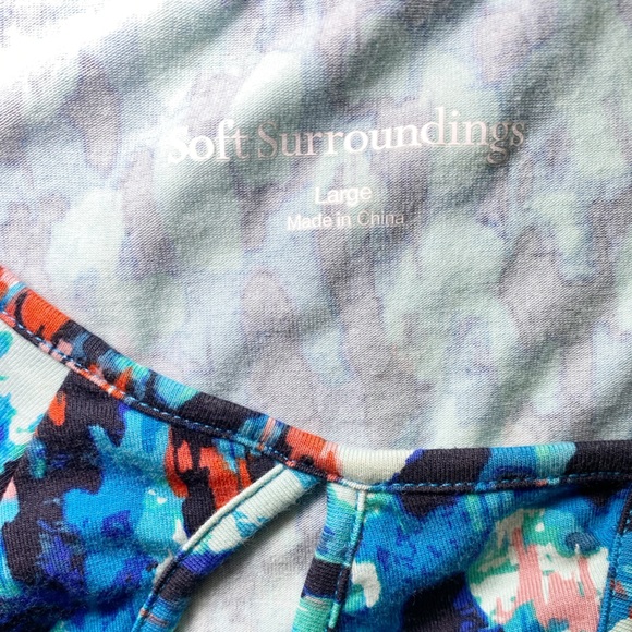 Soft Surroundings Blue Abstract Patterned Long Sleeve Maxi Dress - Picture 7 of 14